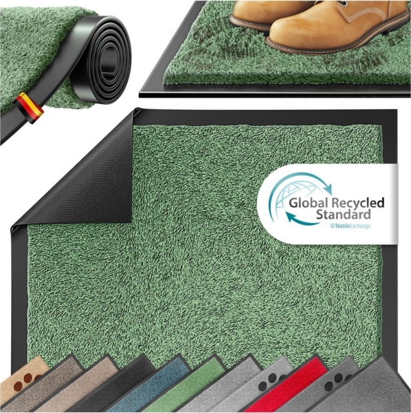 KESSER® Schmutzfangmatte rutschfeste Fußmatte für Innen- & Außenbereich waschbar & wetterfest | Türmatte Wohnungseingang | Teppich für Büro & Vorzimmer | Fußabtreter Fußabstreifer Classic, 50x80cm, Berggrün