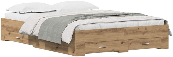 vidaXL Bettrahmen Artisan-Eiche 135 x 190 cm Holzwerkstoff 3333976 Bild 2
