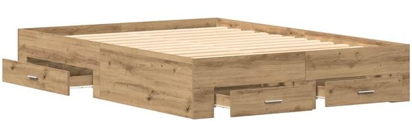 vidaXL Bettrahmen Artisan-Eiche 135 x 190 cm Holzwerkstoff 3333976 Bild 4