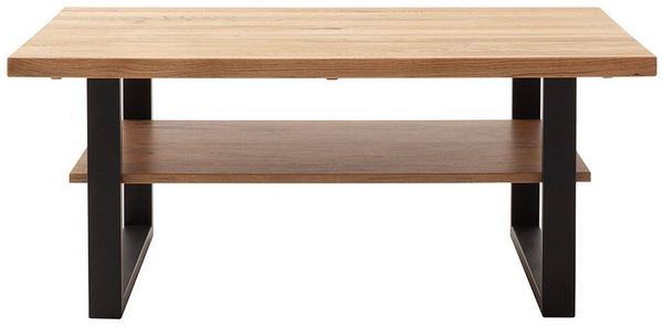Lomadox Couchtisch KUMASI-06, 115 cm breit, Eiche massiv geölt, Metallgestell