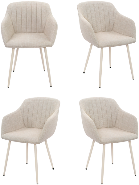 GOEURVANT 711 Esszimmerstühle 4er-Set, Webstoff - Beige