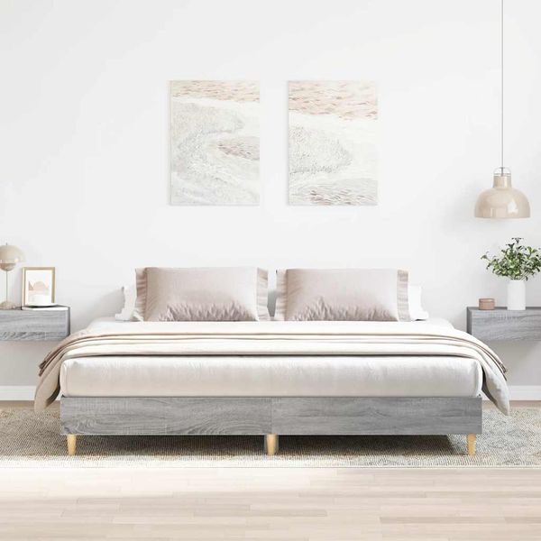 vidaXL Bettgestell ohne Matratze Grau Sonoma 180x200 cm Holzwerkstoff 3329026