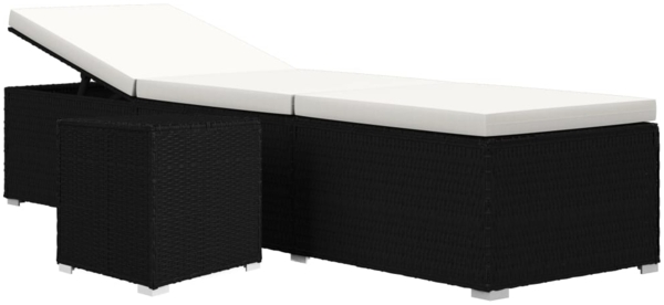 vidaXL Sonnenliege mit Auflage und Teetisch Poly Rattan Schwarz 317111