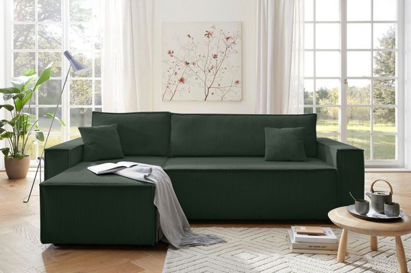 OTTO home Ecksofa CASSI L-Form, 241cm - OTTO. Verlässliche Qualität, Schlaffunktion (133/200), Bettkasten, Tonnentaschen-Federkern, Cord