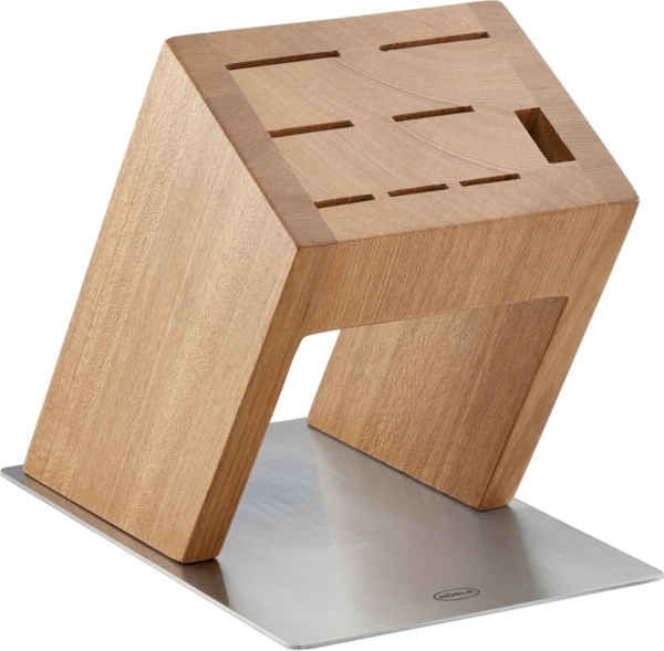 RÖSLE Messerblock KnifeX, Hochwertiger Design-Messerblock aus Edelstahl und Ulmenholz, sichtbare Klingen, standfest, unbestückt