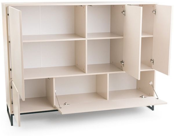 Deine Möbel 24 Kommode GENEVE Sideboard 160 cm breit GENEVE-Kollektion (Soft Close, 1 St, Sandbeige Beige Dunklegrün), ideal für Schlafzimmer Flur Wohnzimmer