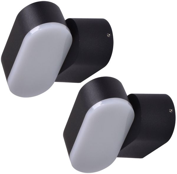 2er Set LED Wandlampe, schwarz, beweglich, B 11 cm