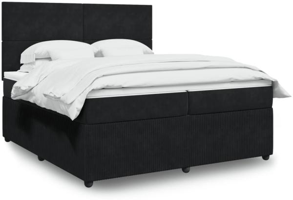 vidaXL Boxspringbett mit Matratze Schwarz 200x200 cm Samt 3294726