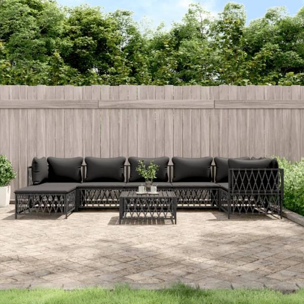 vidaXL 8-tlg. Garten-Lounge-Set mit Kissen Anthrazit Stahl 3186899