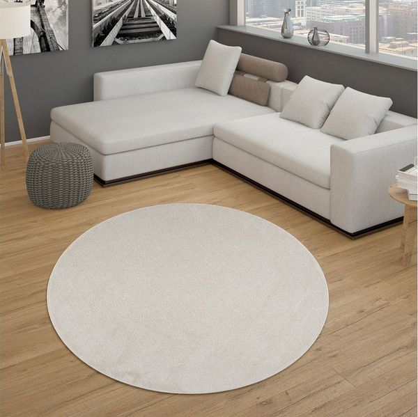 Paco Home Teppich Porto 890, rund, Höhe: 13 mm, Kurzflor, Uni-Farben, ideal im Wohnzimmer & Schlafzimmer