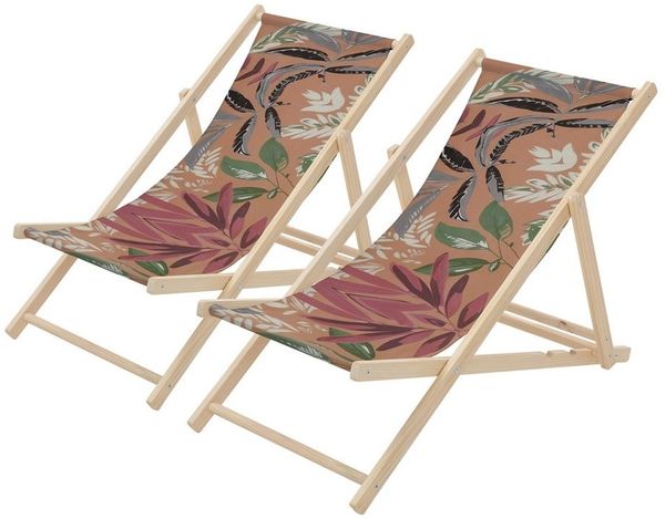 ECD Germany Gartenliege Holz Liegestuhl Beachstuhl klappbarer Strandstuhl Strandliege Liege, 2 St, 2er Set Sonnenliege mit 3-Fach verstellbarer Rückenlehne Relaxliege