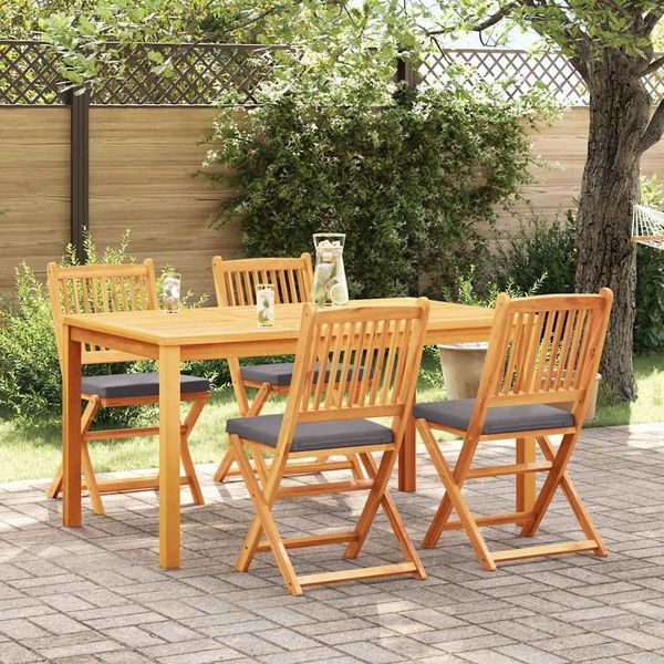 vidaXL Klappstuhl 4 pcs Grau 49 x 57,5 x 92 cm Massivholz Akazie 3329122