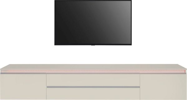 Home affaire Lowboard Magic,Lowboard,TV-Kommode,TV-Möbel,TV-Bank, Alugriff, 2 Türen, 2 Schubkästen, B/T/H 240×40×40 cm, kaschmir matt