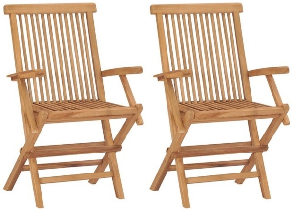 DOTMALL Gartenstuhl Gartenstühle 2 Stk. Klappbar Massivholz Teak Bild 4