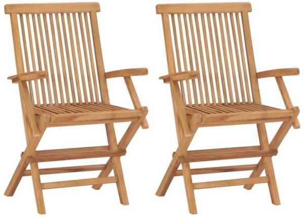 DOTMALL Gartenstuhl Gartenstühle 2 Stk. Klappbar Massivholz Teak Bild 5