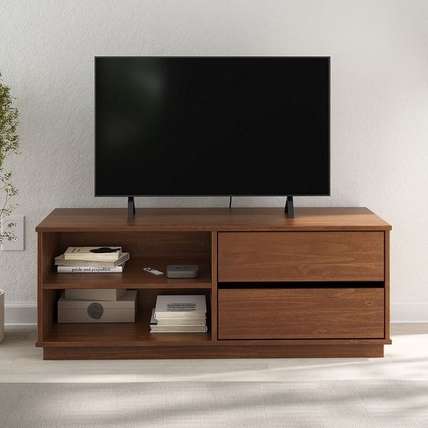 IDIMEX Lowboard MAITE, 110cm mit 2 Schubladen und Ablagefach aus Massivholz Kastanie Finish
