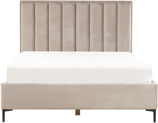 Bett mit Stauraum SEZANNE 160 x 200 cm Samtstoff Taupe Bild 4