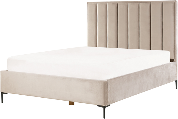 Bett mit Stauraum SEZANNE 160 x 200 cm Samtstoff Taupe Bild 5