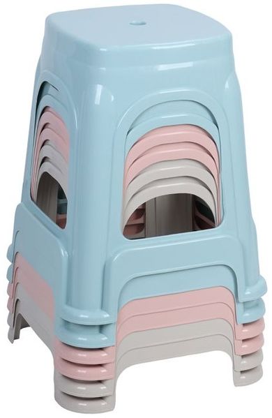 Set aus 6 stapelbaren Kunststoffhockern, belastbar bis 100 kg, modernes Design, in verschiedenen Farben