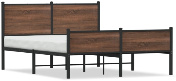 vidaXL Metallbett ohne Matratze Braun Eichen-Optik 150x200 cm 3301413