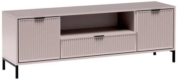 Lomadox Lowboard LAURO-161, Fernsehtisch Fernsehschrank TV-Schrank Kaschmir beige Rillen 165 cm