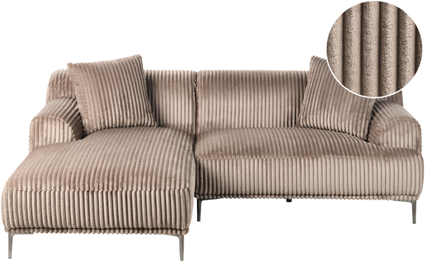 Ecksofa STENUM Cord Hellbraun rechtsseitig