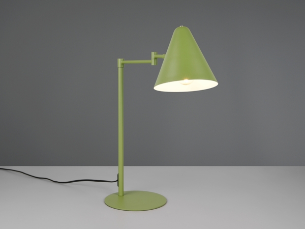 Retro LED Schreibtischleuchte mit Schwenkarm aus Metall Grün, Höhe 50,5cm