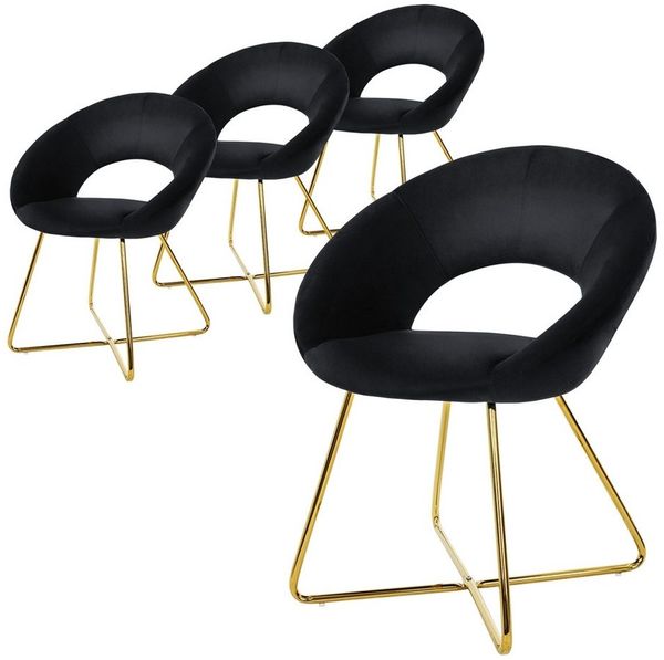 ML-DESIGN Stuhl Samtstuhl Esszimmerstuhl & Wohnzimmerstuhl mit goldenen Metallbeinen (4 St), Design Lounge Polsterstuhl 2er Set Clubsessel Esstisch Samt Schwarz