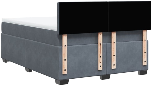 vidaXL Boxspringbett mit Matratze Dunkelgrau 140x190 cm Samt 3288619 Bild 7