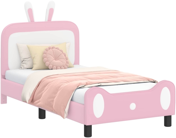 vidaXL Kinderbettgestell mit Kopfteil mit Kopfteil Rosa 80x160 cm PU 42011087
