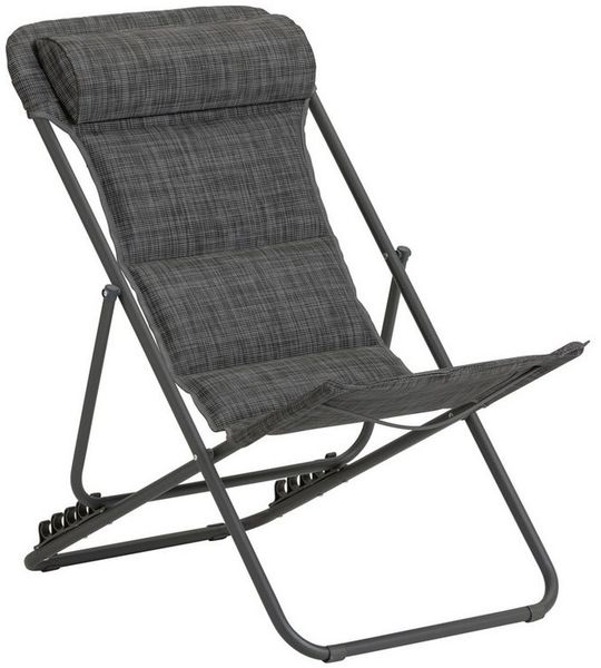 Dehner Gartenliege Campingstuhl Ibiza, 87 x 62 x 76 cm, klappbar, inkl. Kopfpolster, aus Stahl/Textilene/Polyester