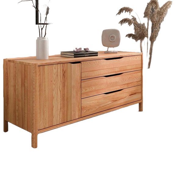 Kommode Swig aus Kernbuche massiv geölt 140x50 cm mit 1 Tür und 3 Schubladen