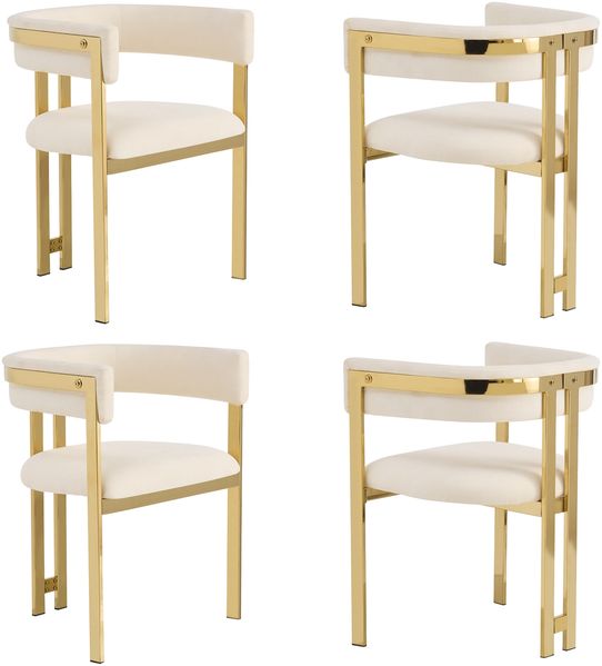 Merax Esszimmerstühle, (Set, 4 St), 4er Set Polsterstühle bequem und atmungsaktiv, goldfarben galvanisierte Stuhlbeine, Chenille-Stoff, Beige + Gold