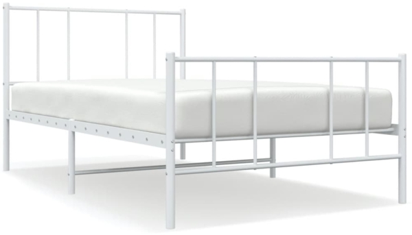 vidaXL Bettgestell mit Kopf- und Fußteil Metall Weiß 107x203 cm 352543
