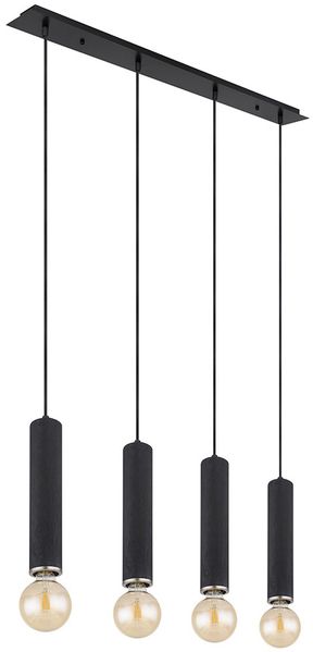 Hängeleuchte, Holz, schwarz, 4-flammig, H 120 cm