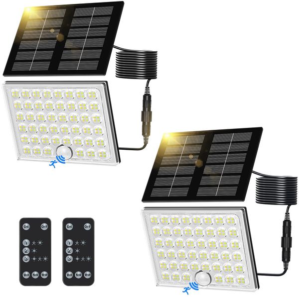 Realky Solarlampen für Außen mit Fernbedienung,Außenlampe mit bewegungsmelder,IP65 Wasserdichte Solarleuchte mit Drei Farbtemperaturen für Garage, Garten, Haustüren, Rasen-2 Stück