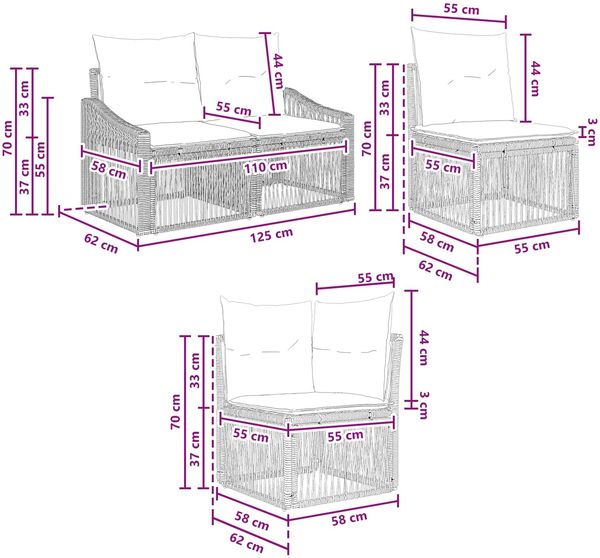 vidaXL Gartensofa-set 11 pcs Beige Poly-Rattan 3436146 Bild 7