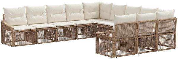 vidaXL Gartensofa-set 11 pcs Beige Poly-Rattan 3436146