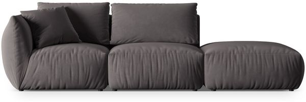 Micadoni Modulares Sofa Chris 3-Sitzer Rechts Samt Dunkelgrau