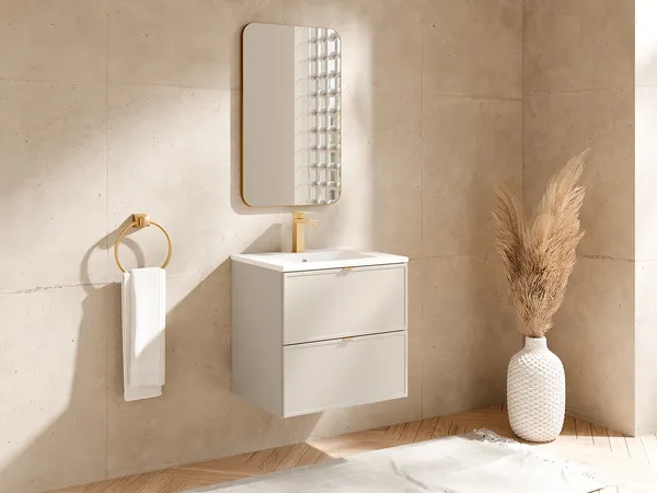 Vente-unique - ONDIL Waschbeckenmöbel Holz, Platte Beige - B 45 cm x H 60 cm x L 60 cm