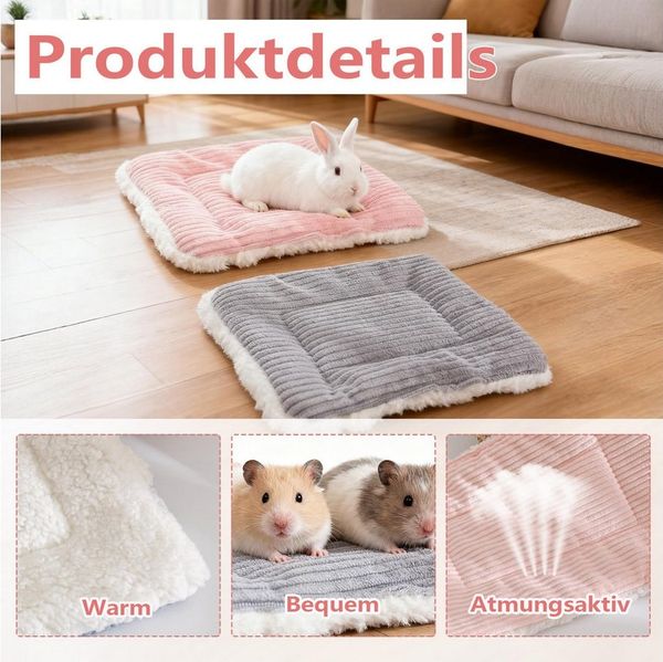 Ledander Hundematte Meerschweinchen Bett,Kaninchen Bett,Kaninchen Zubehör 31 * 21CM, Meerschweinchen Zubehör,Katzen Decken Warme Flauschige Plüschbett