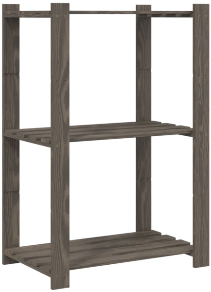 vidaXL Lagerregal mit 3 Böden Grau 60x38x90 cm Massivholz Kiefer 373387