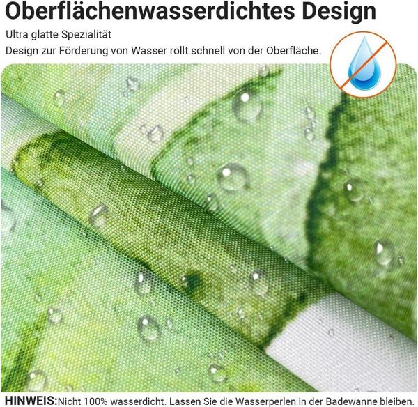 Duschvorhang 120x200cm Grün Blätter, Antischimmel Textil, Wasserdicht, Waschbar Bild 2