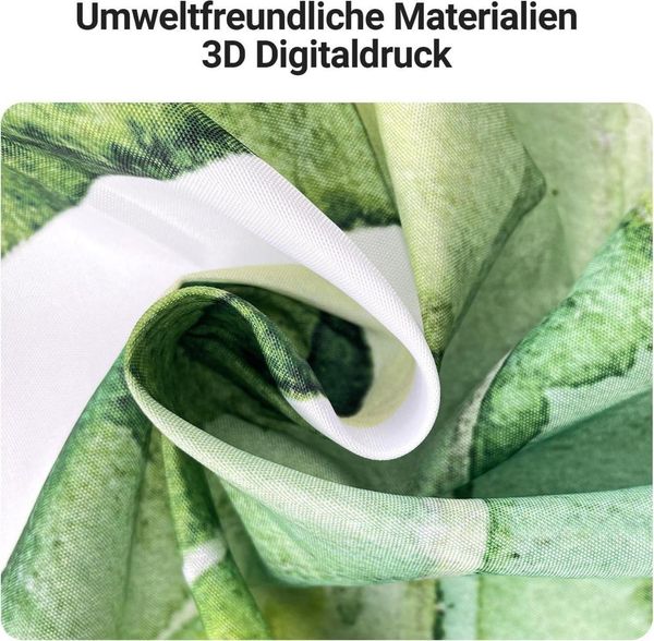 Duschvorhang 120x200cm Grün Blätter, Antischimmel Textil, Wasserdicht, Waschbar Bild 4