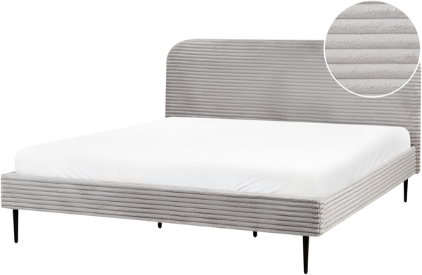 Bett mit Lattenrost Cord FLAYAT 180 x 200 cm Hellgrau