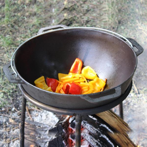 15L Kazan Schwenktopf Gusseisen Kasan DeckelBratpfanne Grill Campingtopf Kessel Bild 8