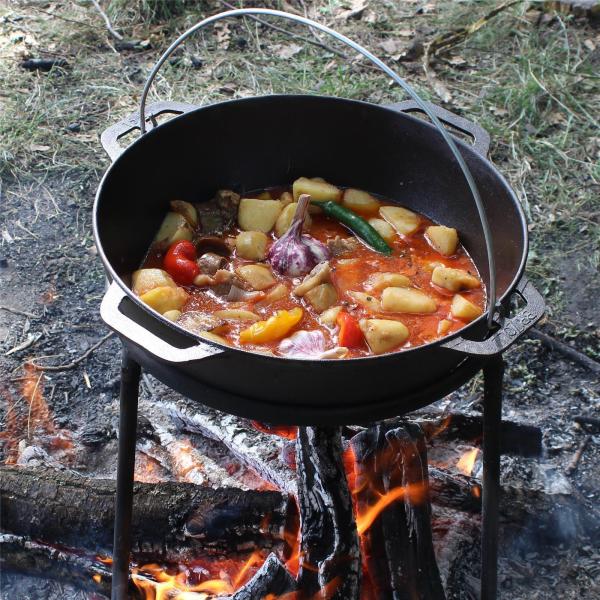 15L Kazan Schwenktopf Gusseisen Kasan DeckelBratpfanne Grill Campingtopf Kessel Bild 9