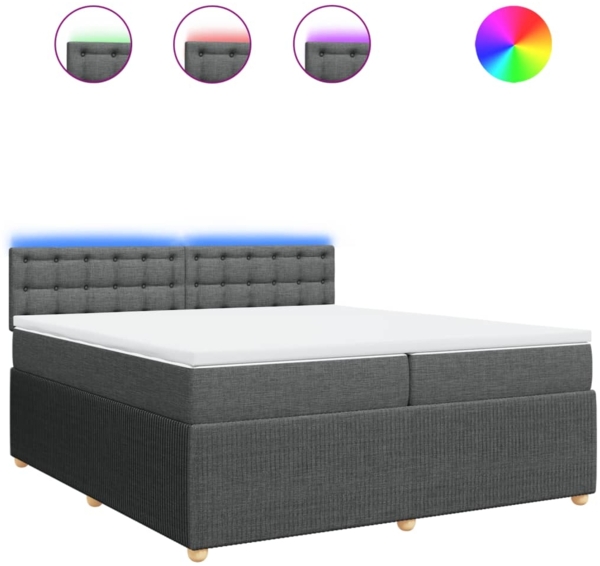 vidaXL Boxspringbett mit Matratze Dunkelgrau 200x200 cm Stoff 3289878