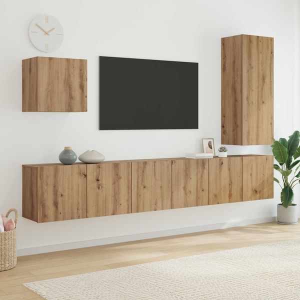 vidaXL TV-Wandmöbel Wandmontiert 5 pcs Artisan-Eiche Holzwerkstoff 3402768