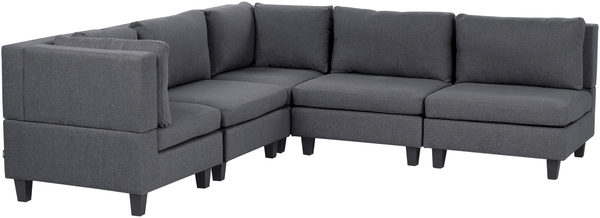 Beliani 'Unstad' Sofa, Dunkelgrau, Stoff, 72 x 228 x 228 cm, ohne Ottomane, Rechts